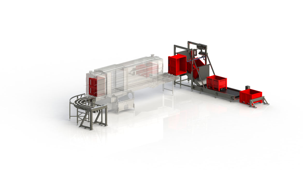 Washing tunnel input output line